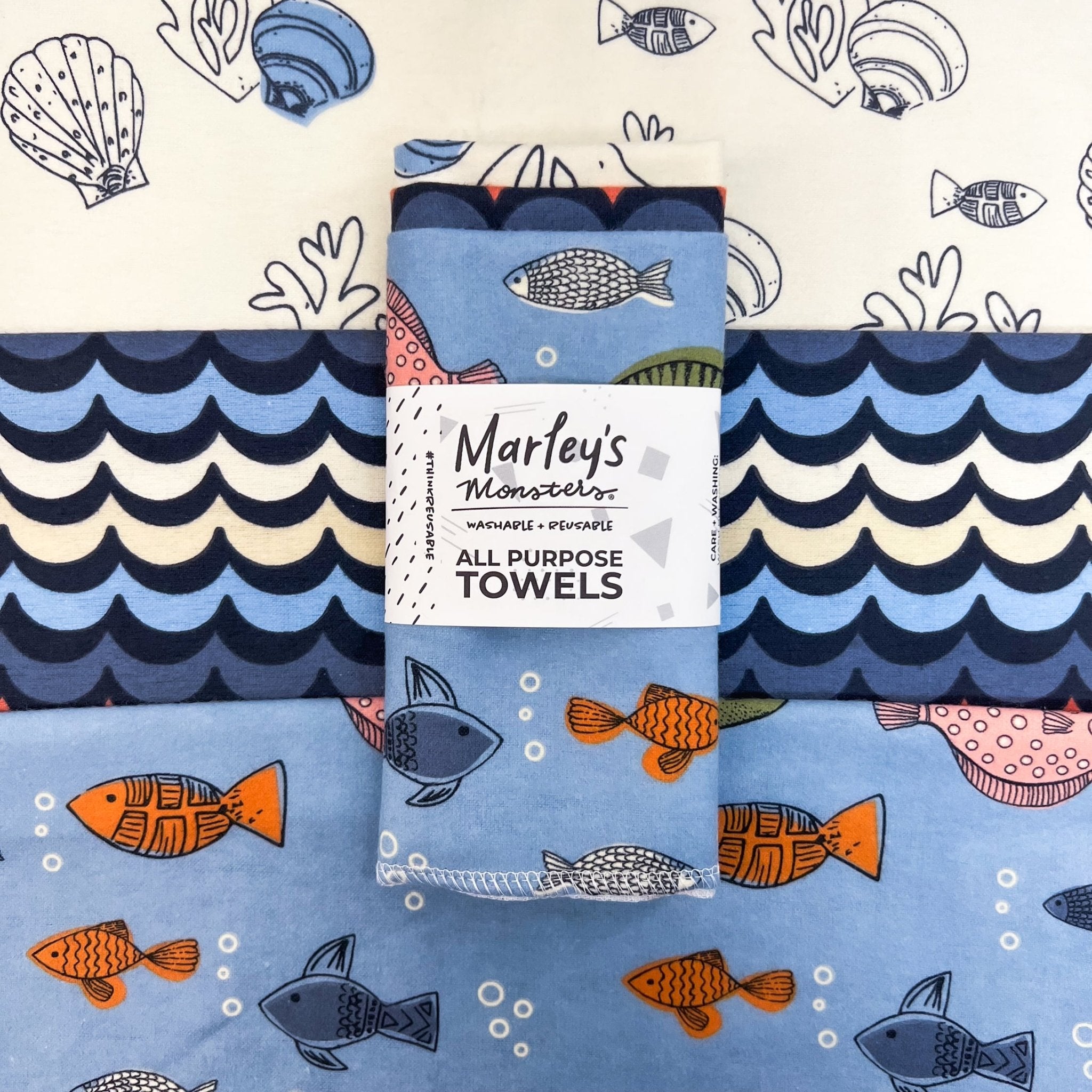 Kitchen Tea Towel: Air B N' Beach Prints | Marley's Monsters Waves