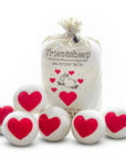 100% Pure Wool Dryer Balls: Hearts - Set Of 6