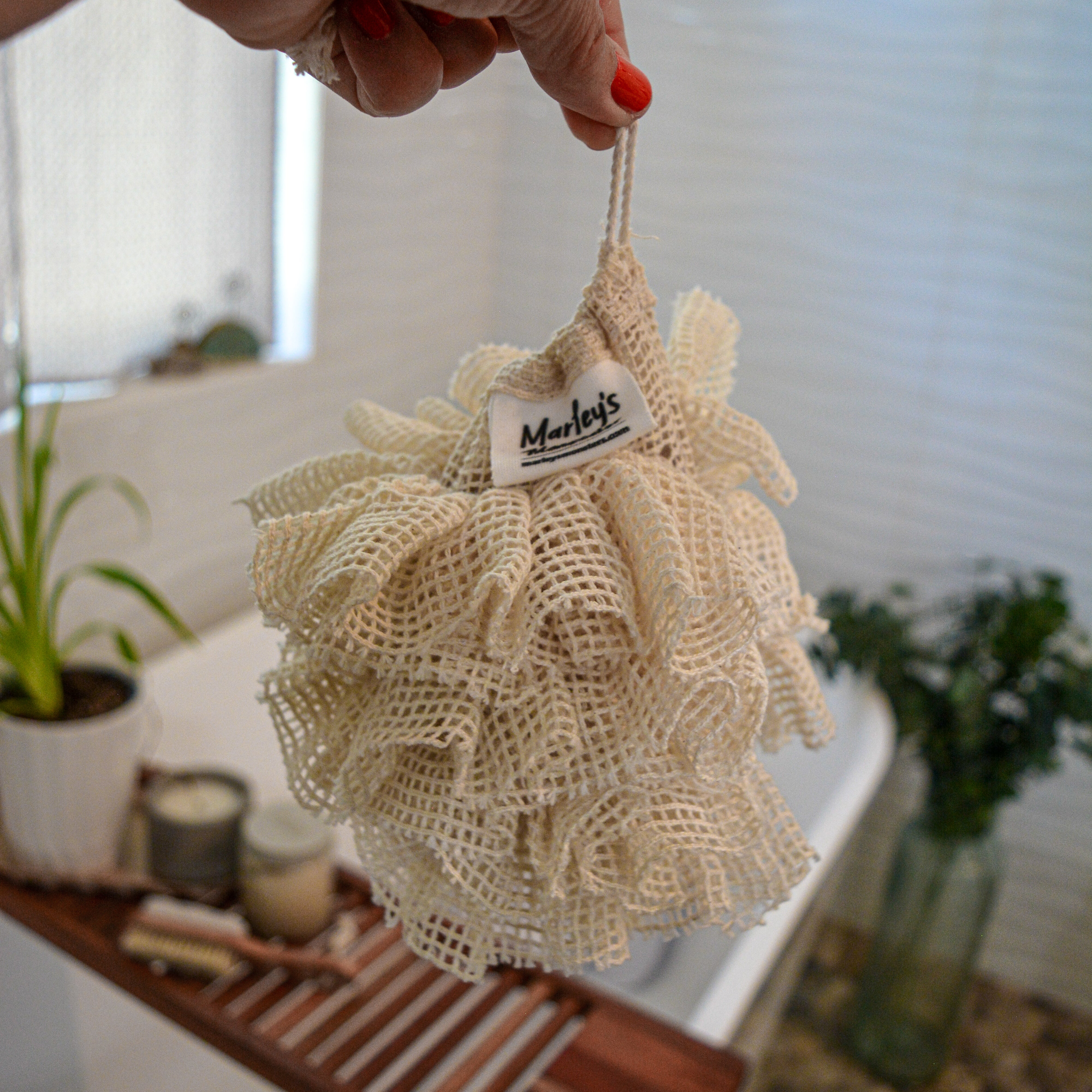 Soap Saver Shower Pouf: Organic Cotton