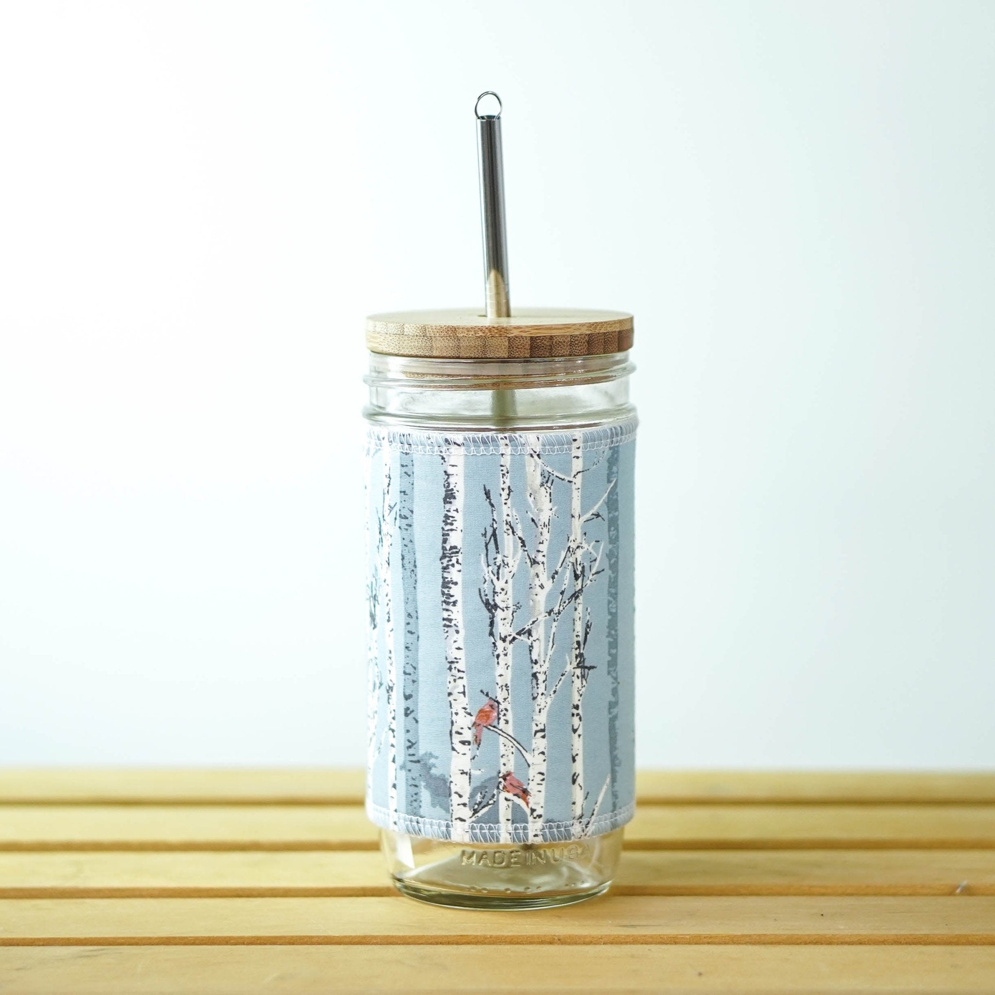 24 Oz Glass Tumbler with Straw and Bamboo Lid,Iced Coffee Cup