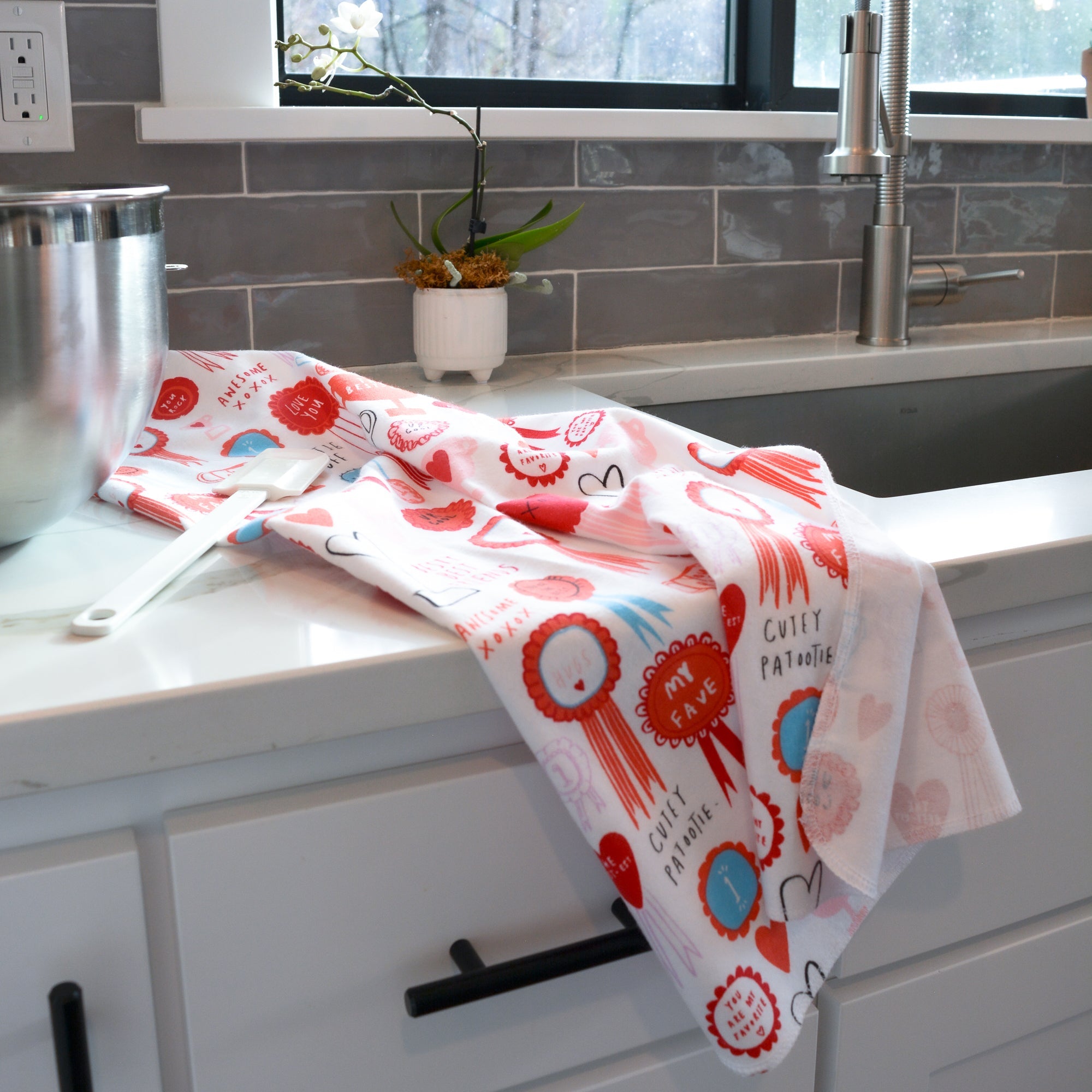 Kitchen Tea Towel: Valentine&#39;s Day Prints - Marley&#39;s Monsters