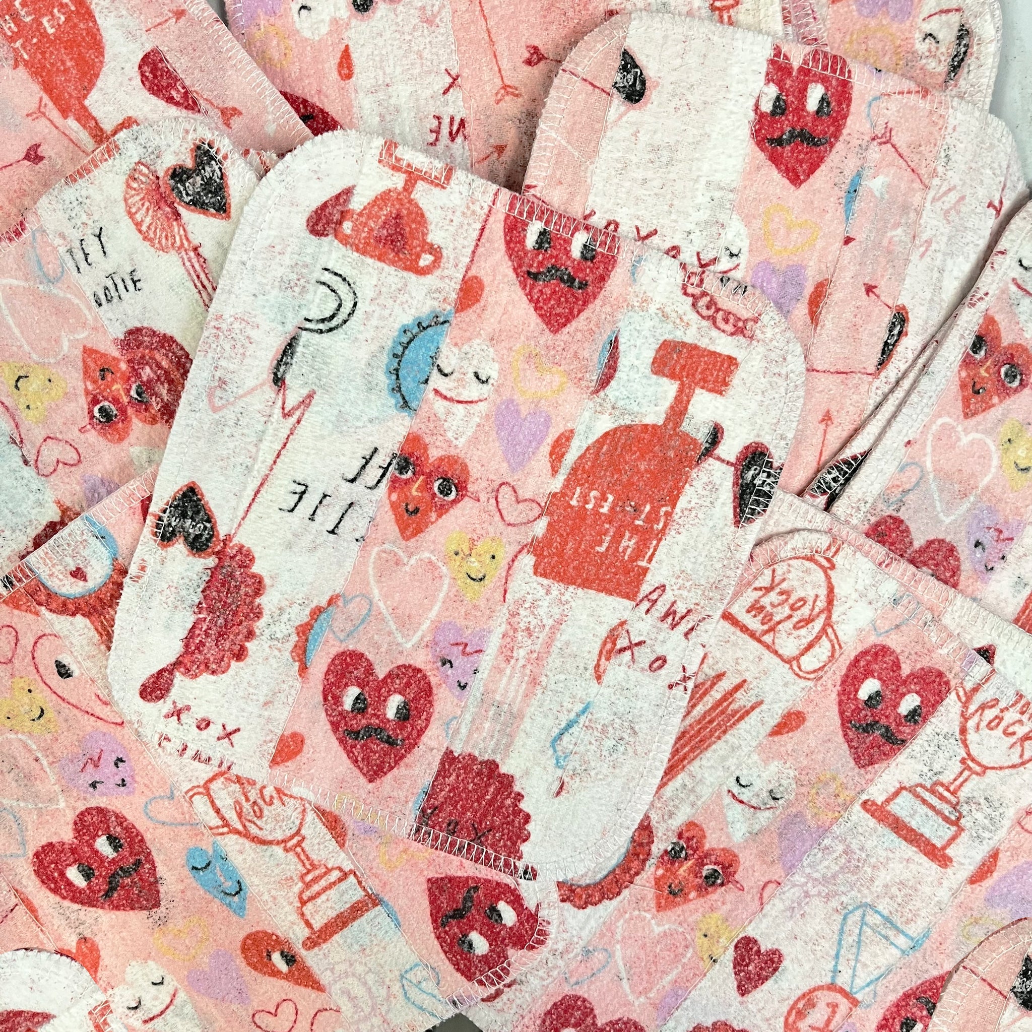 Scrap Felt Dish Cloth: Valentine's Day Prints - Marley's Monsters