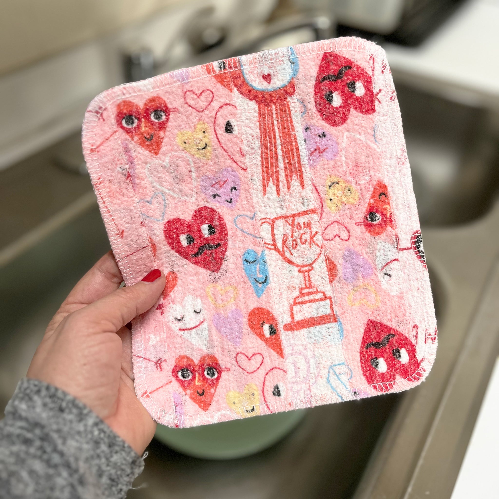 Scrap Felt Dish Cloth: Valentine&#39;s Day Prints - Marley&#39;s Monsters