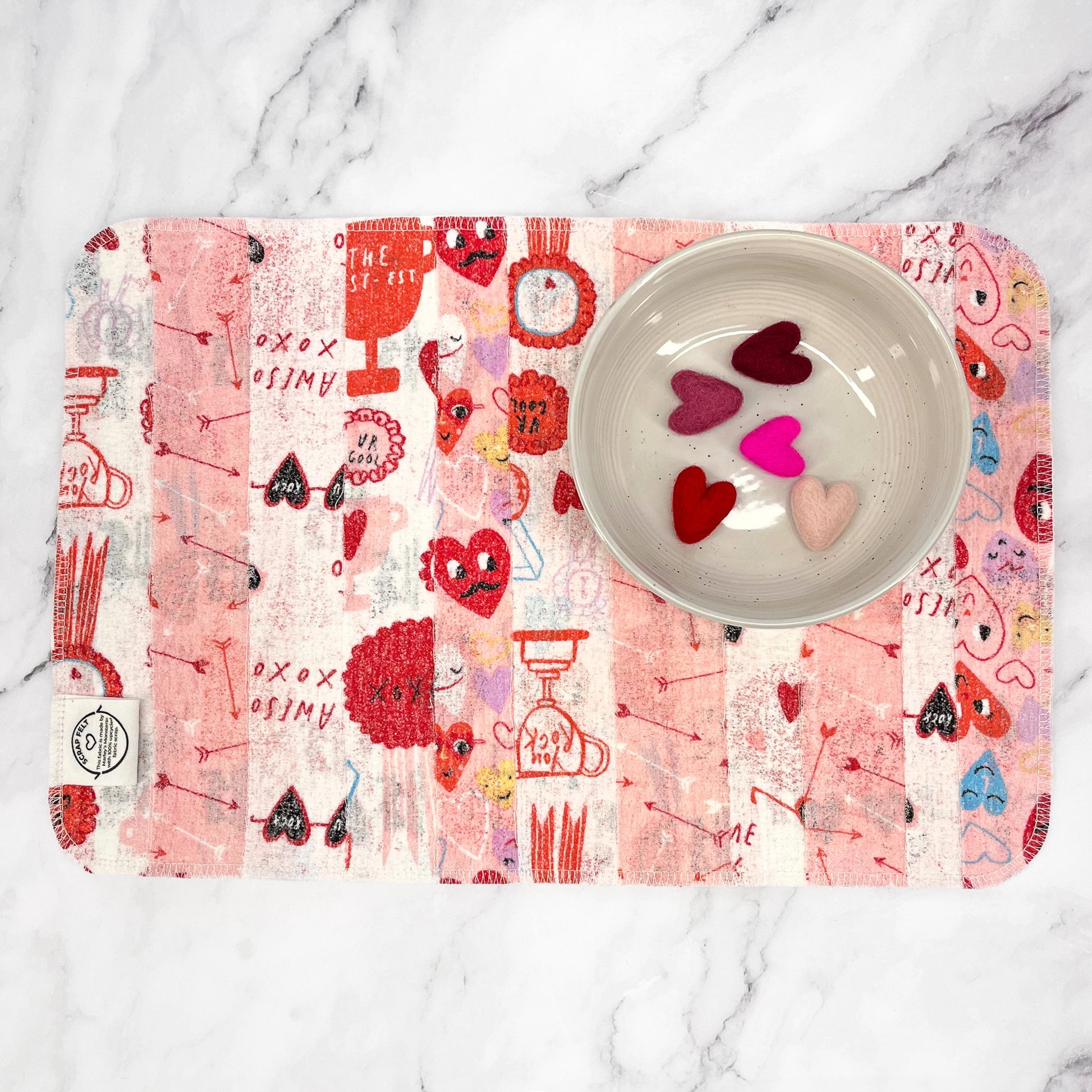 Scrap Felt Placemat / Drying Mat: Valentine's Day Prints - Marley's Monsters