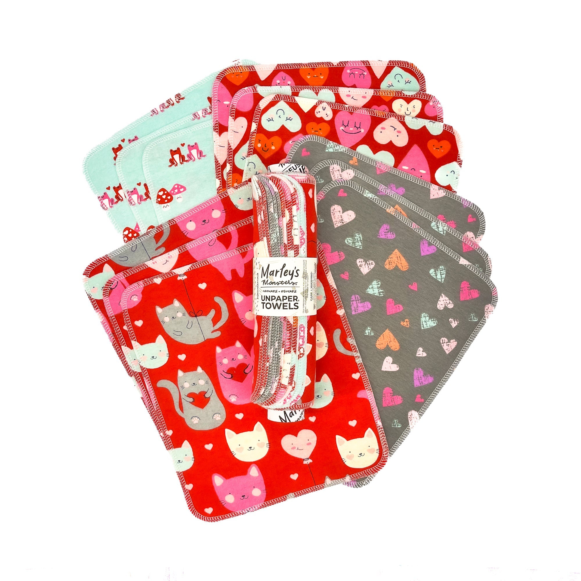 UNpaper® Towels: Valentine's Day 12 pack - Purrrrfect Love - Marley's Monsters