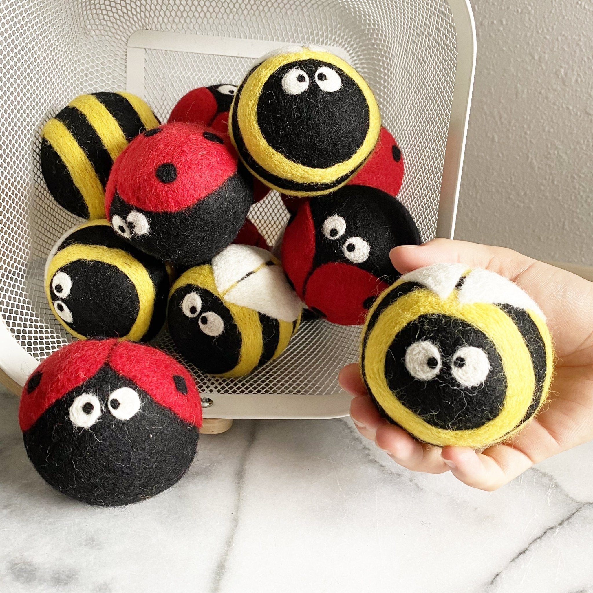 Wool Dryer Balls: Bugs Are Friends Set Of 6 - Marley's Monsters